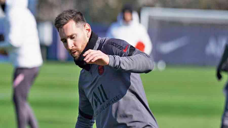 Lionel Messi during a PSG practice session