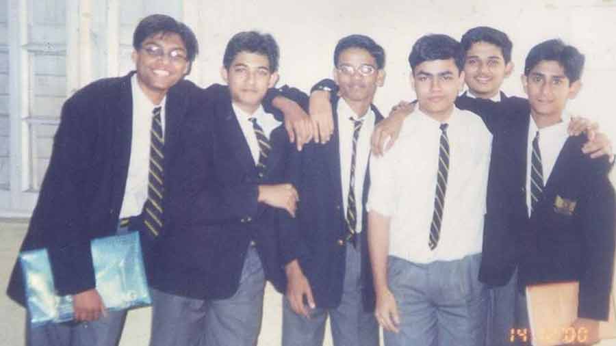 Jain (second from left) with his school friends from La Martiniere for Boys 