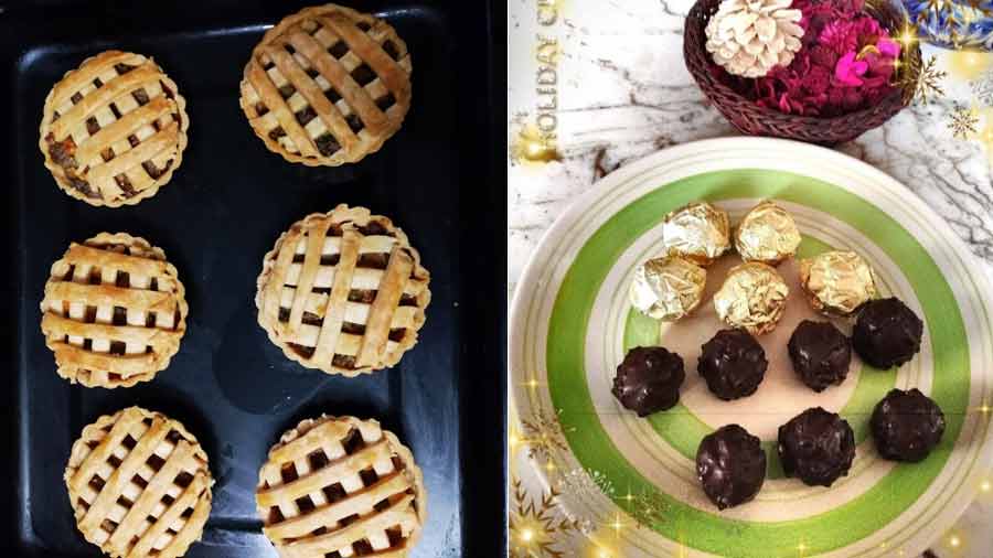 (L to R) Mushroom pies; Ferrero Rochers