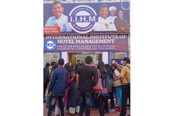 Visitors at the International Institute of Hotel Management (IIHM), where students, guided by the faculty, hosted flower decoration sessions. Participants took home certificates.  