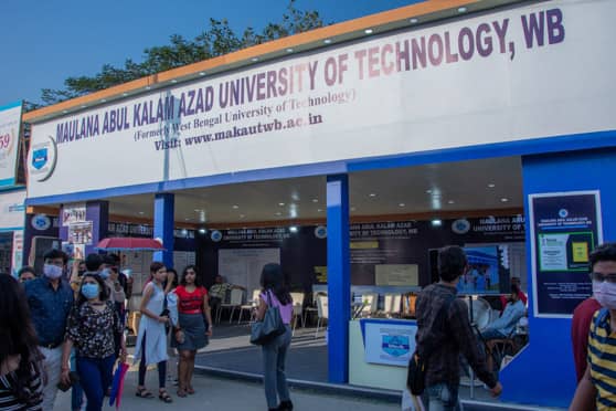 The Maulana Abul Kalam Azad University of Technology stall offers information about the university, curriculum and infrastructure.  