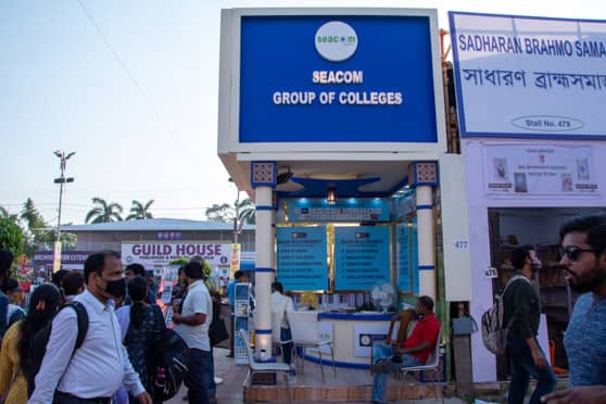 Seacom Group of Colleges has a stall offering information about their courses and infrastructure. 