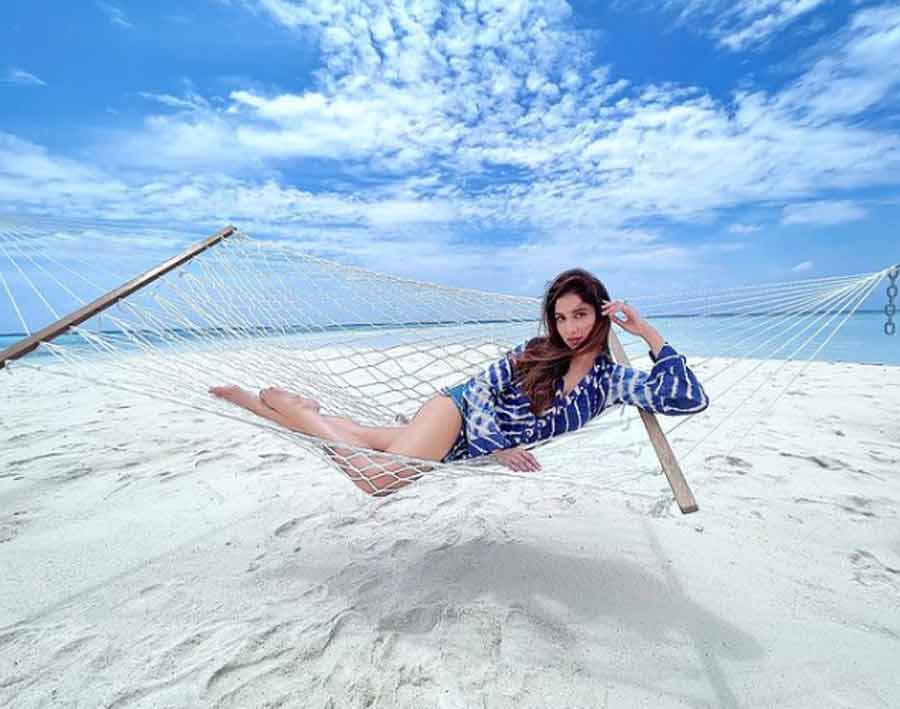 Actor Rukmini Maitra uploaded this photograph on Instagram on Wednesday with the caption: “Swinging through Life and How!🐬💙” 