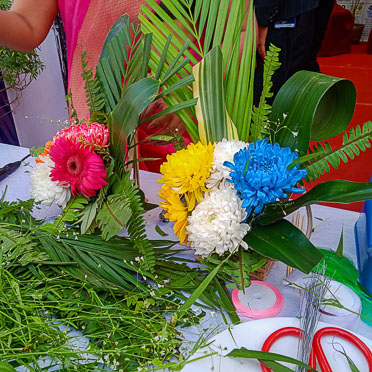 Simple and elegant flower bouquets made by students with guidance from the IIHM team.  