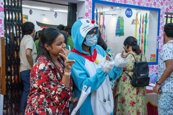 When in Japan, you cannot miss meeting Doraemon. Sabarna Sinha, a member of The Japan Curry, dressed up as Doraemon to entertain the young and the old.