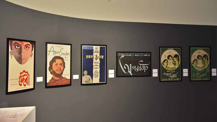Various posters of Ray’s films, including the ones on the Apu trilogy, were on display. Ray, who had a gamut of  films in his kitty, made his directorial debut with ‘Pather Panchali’ 