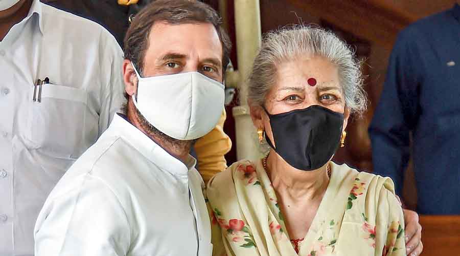 Rahul Gandhi with Ambika Soni in Parliament  on Monday.