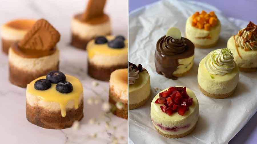 Little Pleasures (L) and The Rouge serves party-ready mini cheesecakes 