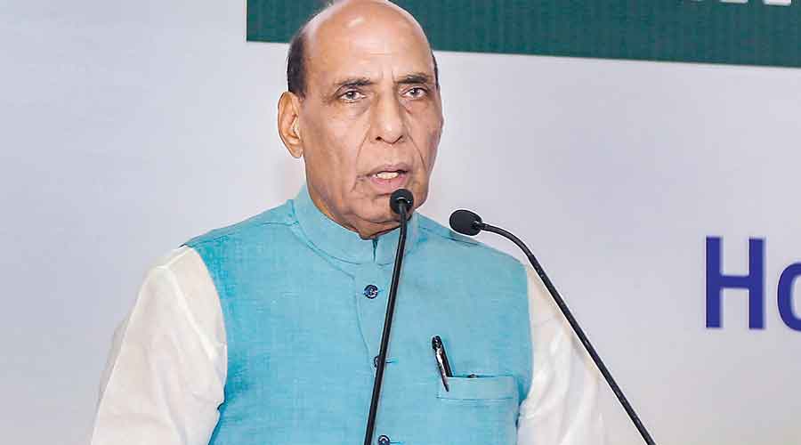 Rajnath Singh at an event in New Delhi on Tuesday.