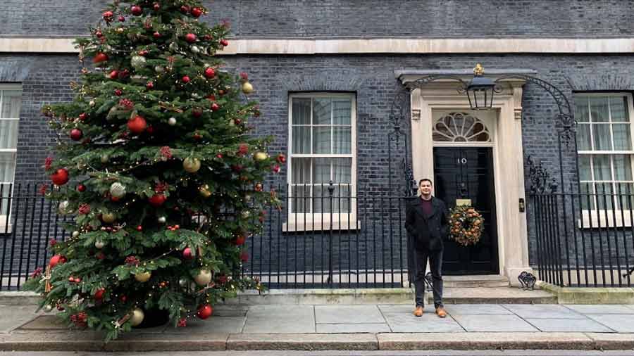 Subhajit at 10 Downing Street during Christmas