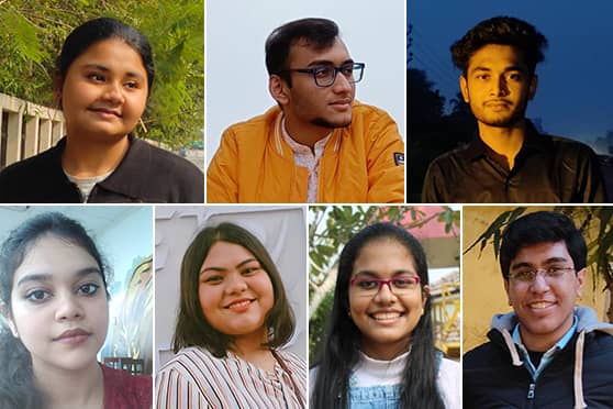  (L-R, clockwise) Srija Sengupta, Anubhab Lahiri, Jitendra Kumar Roy, Soham Bhattacharya, Rupanjana Ghosh, Tanusha Raj and Navonila Sinharay      