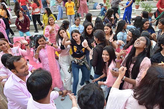 Students and professors let their hair down at Rangotsav, a pre-Holi celebration hosted by Shaheed Rajguru College of Applied Sciences for Women, University of Delhi, on March 11.