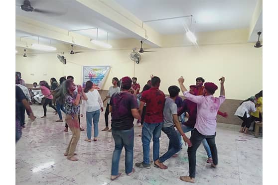 Students of the department of Law, Calcutta University, broke into dance while playing Holi. 