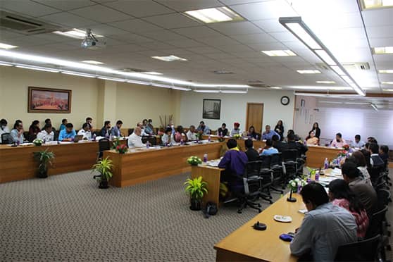 MYAS, SAI teams discuss the preparations for Khelo India University Games ’22 at Jain Global Campus in Bengaluru. 