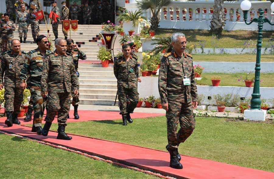 ON TOES: The Chief of Army Staff, General M.M. Naravane visited the Eastern Command headquarters of the army at Fort William on Wednesday, March 16. The Indian Army tweeted this photograph with the caption: “General MM Naravane #COAS visited Headquarters @easterncomd & reviewed the operational preparedness. #COAS interacted with the Commanders & appreciated them for high standards of professionalism & devotion to duty”