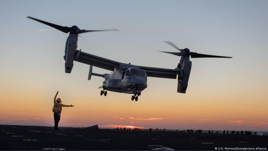 A US Marines Osprey aircraft similar to this one crashed in Norway killing four soldiers on board