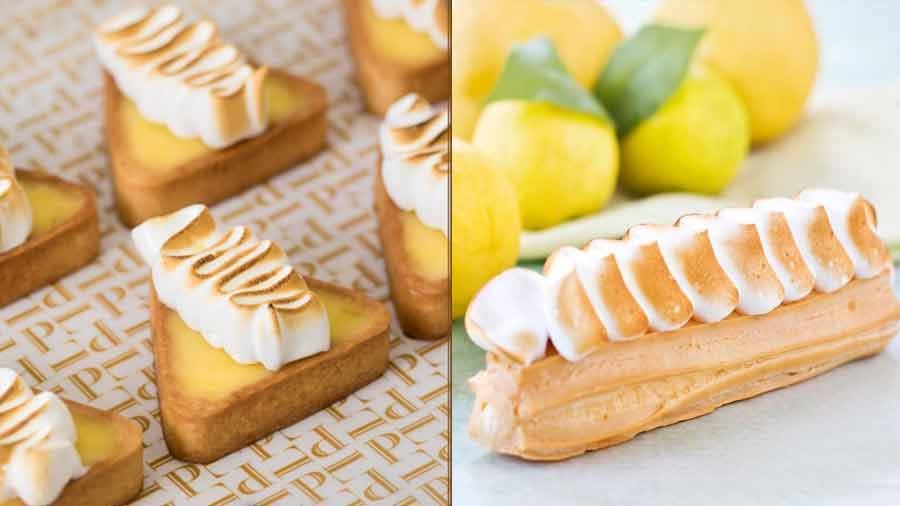 Gondhoraj Lemon Meringue Éclair and regular Lemon Meringue Éclairs