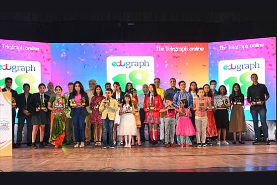 The winners of the 18 Under 18 Awards with the jury members at GD Birla Sabhagar on March 22.