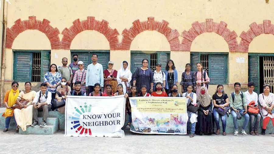 The group poses for a picture at St Barnabas’ High School in Kidderpore