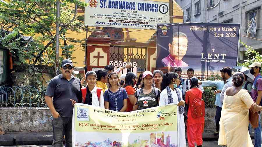 The group in front of St Barnabas’ Church