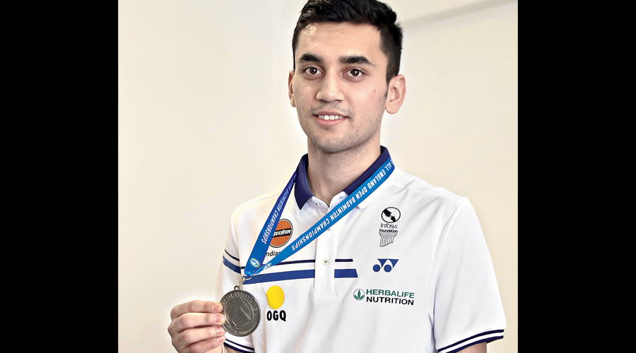 Lakshya Sen with his All England Championships silver medal in Bangalore on Tuesday.