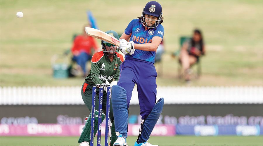 Player of the Match Yastika Bhatia on way to her 50 in Hamilton on Tuesday.