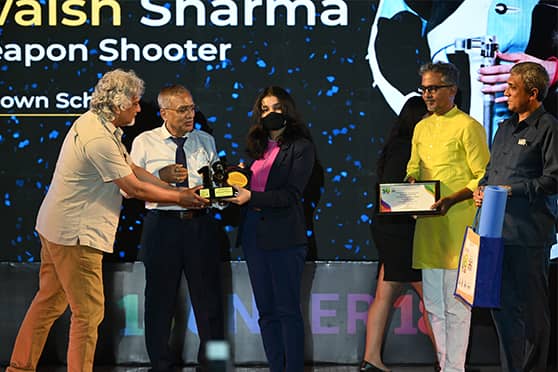 Khwaish Sharma, a Class X student of The Newtown School, Kolkata, is an air weapon shooter.