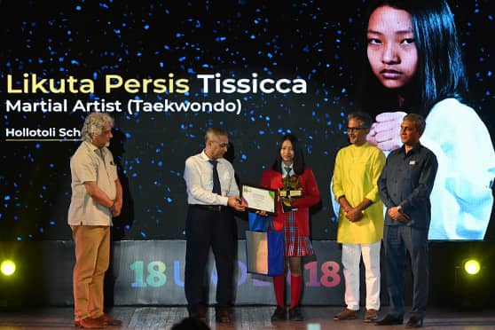  Likuta Persis Tissicca, a Class IX student of Hollotoli School, Nagaland, is a Taekwondo champion. 