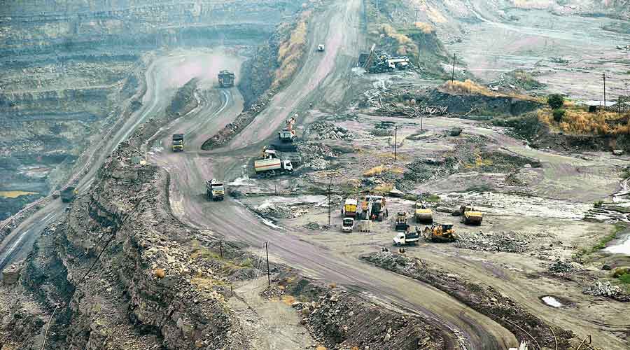 A view of an opencast mine of BCCL at Jharia.