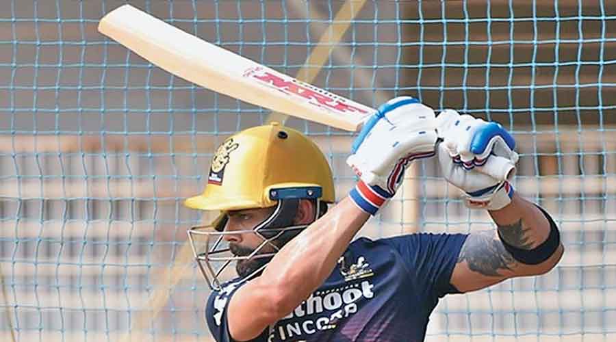 Royal Challengers Bangalore’s Virat Kohli at practice on Saturday, the  eve of their first match of IPL 2022. 