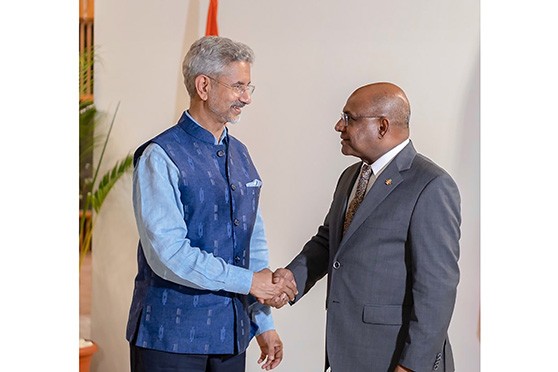 India’s external affairs minister S Jaishankar and his Maldivian counterpart Abdulla Shahid. 