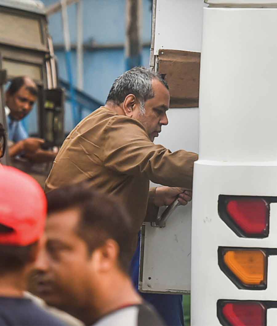 Actor Paresh Rawal during the shooting of a movie in the city on Sunday