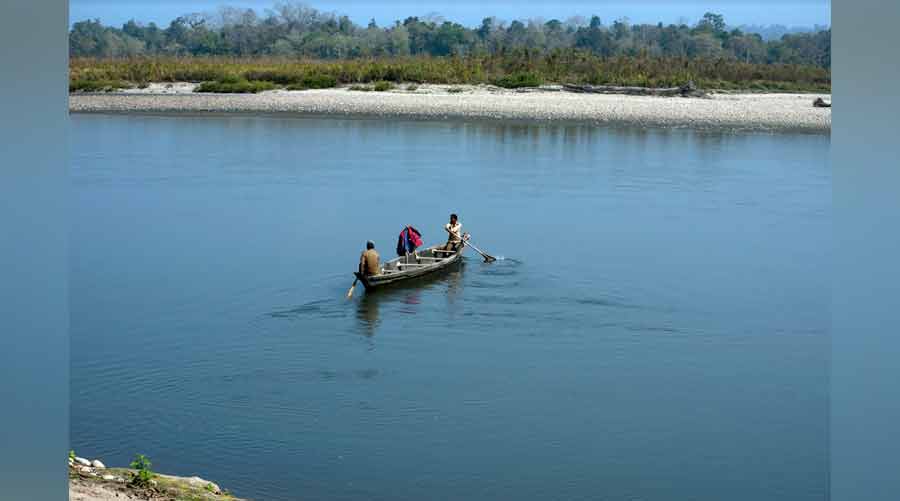 The Jia Bhoroli flows at a steady pace along the Nameri National Park 