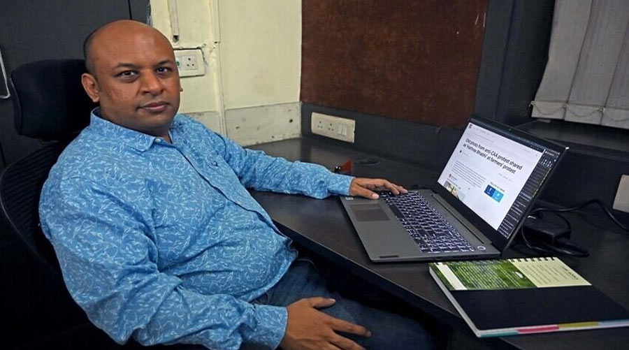 Pratik Sinha at Alt News's new office in Kolkata's New Alipore 