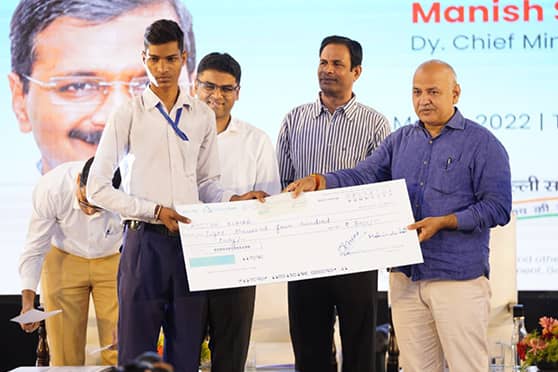 Delhi deputy CM Manish Sisodia asked the scholarship winners to use the money wisely.  