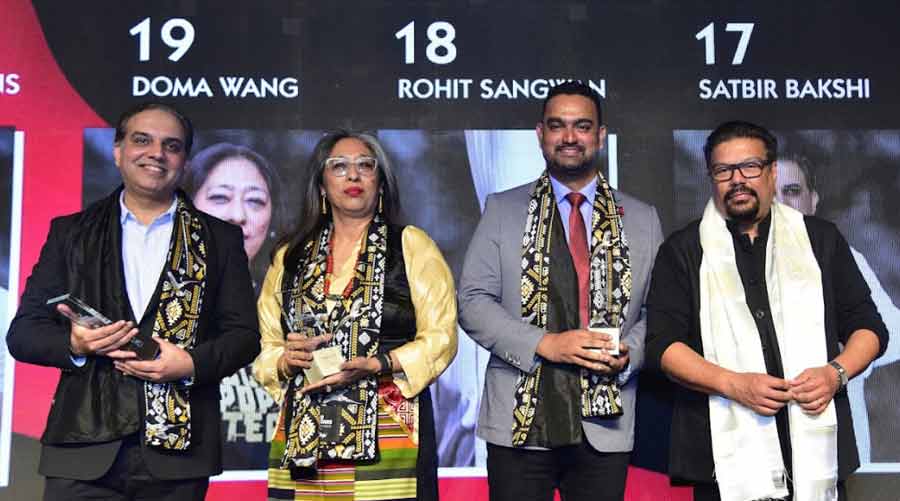 Doma receives the Food Superstars award in Delhi on March 19, seen with (from left) The Oberoi Group’s corporate chef Satbir Bakshi, Goan chef Avinash Martins and Culinary Culture’s Vir Sanghvi