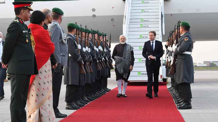 Prime Minister Narendra Modi arrives in Berlin
