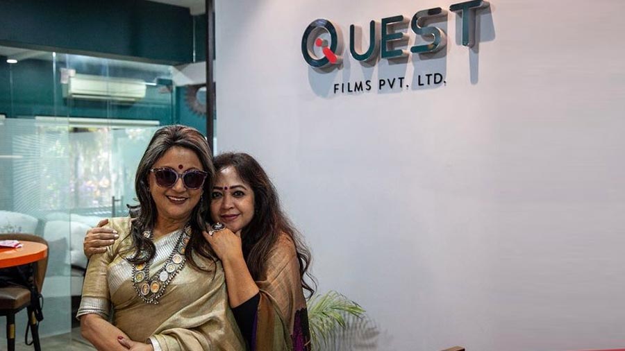 Aparna Sen and Suchhanda Chatterjee at the Quest Films office in Mumbai