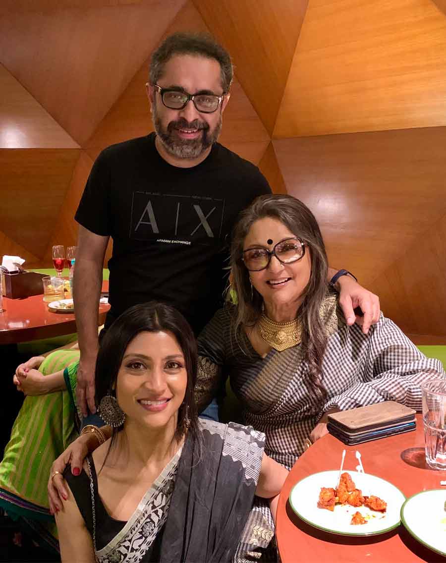 Filmmaker Suman Ghosh posted this photograph on Monday with the caption: “With two of my actresses from ‘Kadambari’ and ‘Basu Poribar’. Two women whose core as human beings are solace in these unsettling times… their talents have enriched Indian cinema. This is after the screening of Aparna Sen’s brilliant film ‘The Rapist’ at the Kolkata Film Festival.”