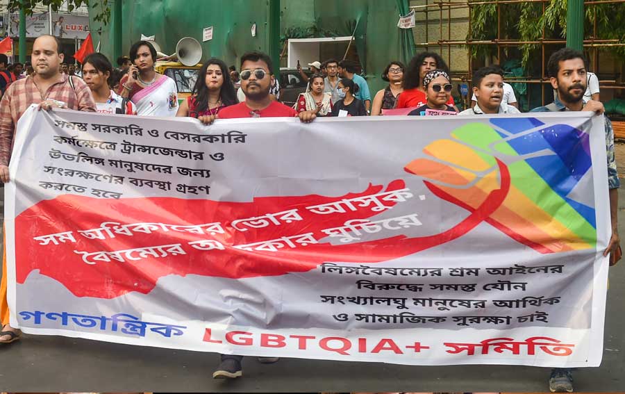Participants at a rally in the city on Sunday to demand equal rights for the LGBTQ+ community