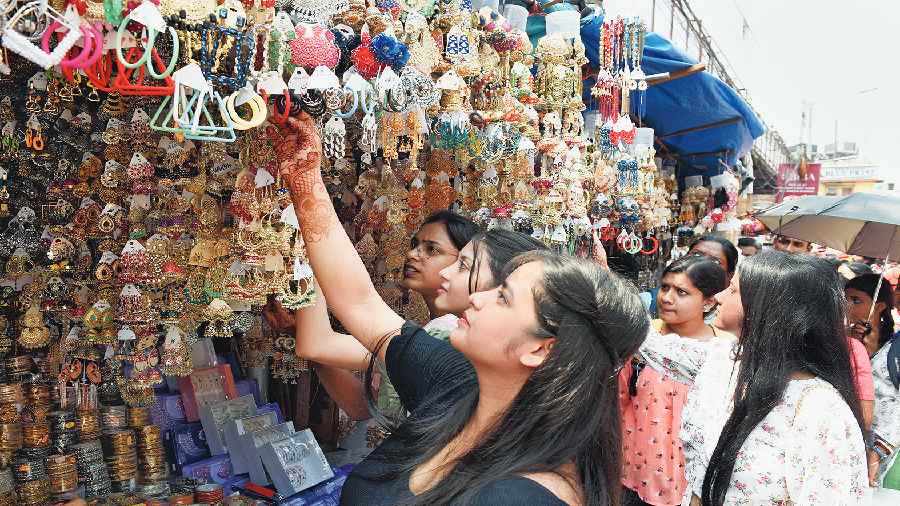 Eid shopping in New Market on Monday. 