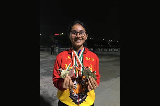 Vidishaa Mundhra is all smiles as she shows off her medals.