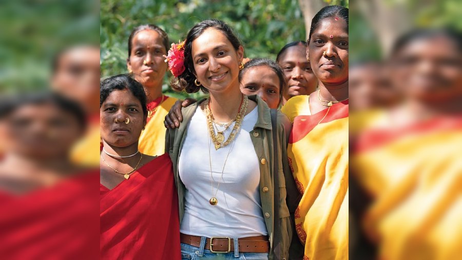 The women farmers of ARAKU with Suhani Parekh, creative director, MISHO, in the valley