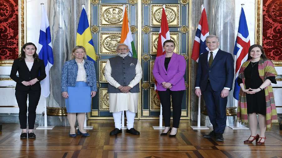 Prime Minister Narendra Modi with counterparts from Nordic countries