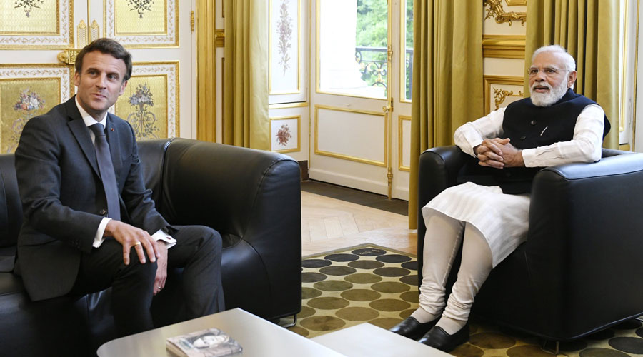 Prime Minister Narendra Modi and French President Emmanuel Macron in Paris.