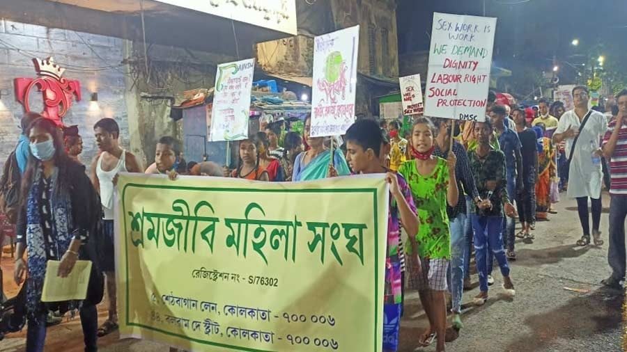 Children of the workers march at the rally