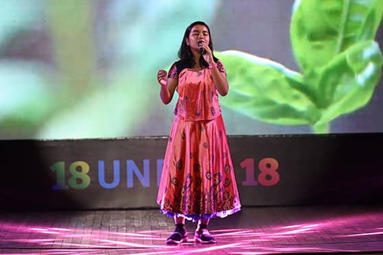 Shraddha Oraon performs at the Edugraph 18 Under 18 Awards ceremony at GD Birla Sabhagar on March 22.