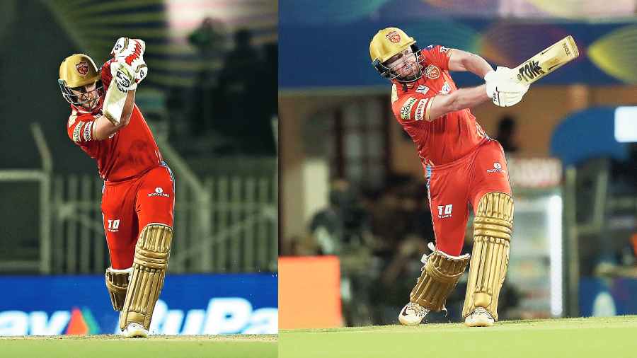 Liam Livingstone (left) and Jonny Bairstow of Punjab Kings during their match against Royal Challengers Bangalore at the Brabourne Stadium in Mumbai on Friday. 