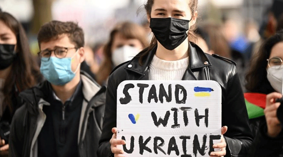 Protesters raise their voices against Russian invasion