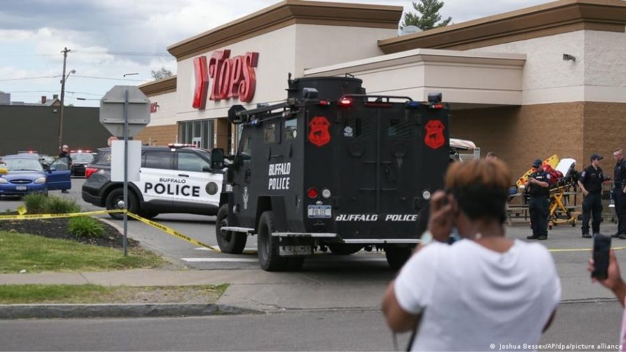 Police described the incident at a Buffalo supermarket as a 'mass shooting'